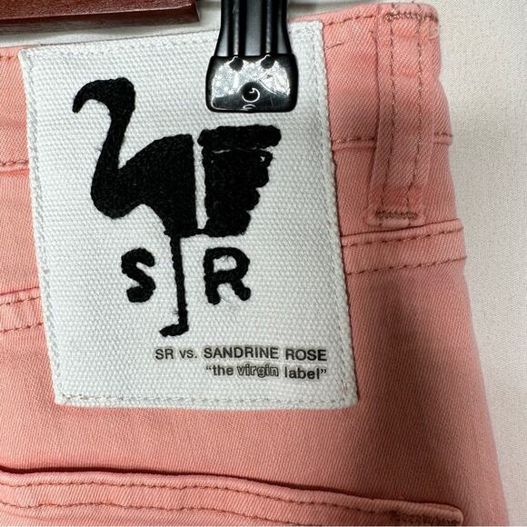 SANDRINE ROSE High Waisted Skinny Jeans Embroidered Palm Tree in Petal NWT - 28 - Picture 8 of 9